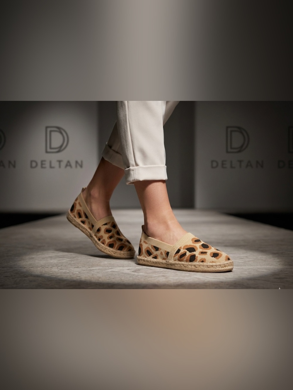 Authentic Deltan designer animal print flats slip on espadrilles sz 8.5
